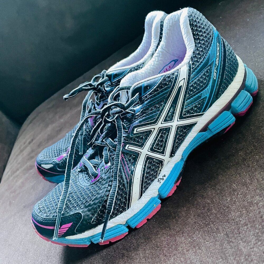 Asics Gel GT 2000 Running Trail Walking Women Shoe Sz 6 T2N7N Black Magenta Blue